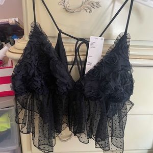 Kimchi Blue black floral top